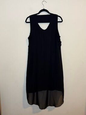INC International Concepts Deep Black Ruffle Sleeveless Dress